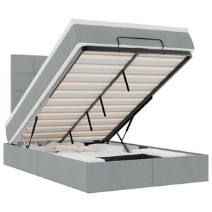 vidaXL Ottoman-Bett mit Matratze & LEDs Hellgrau 120x190 cm Stoff