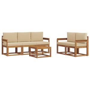 vidaXL Outdoor-Sofagarnitur mit Kissen 6 pcs Natur und Beige
