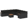vidaXL 11-tlg. Garten-Sofagarnitur mit Kissen Schwarz Poly Rattan