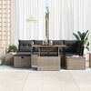 vidaXL Garten-Sofa-Set mit Kissen mit Speicher 7 pcs Grau Poly Rattan