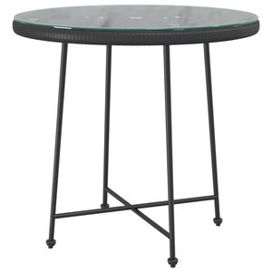 vidaXL Esstisch Schwarz &Oslash;80 cm Hartglas und Stahl