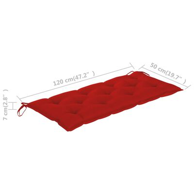 vidaXL Hollywoodschaukel mit Roter Auflage 170 cm Massivholz Teak