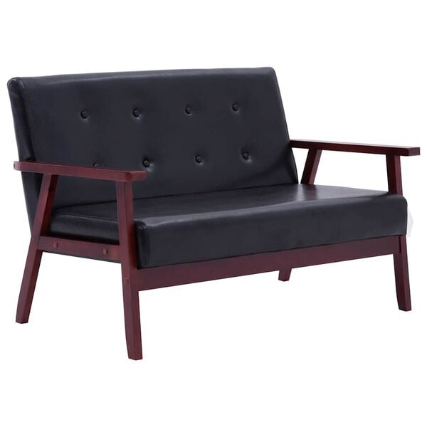 vidaXL Sofa 2-Sitzer Schwarz Kunstleder
