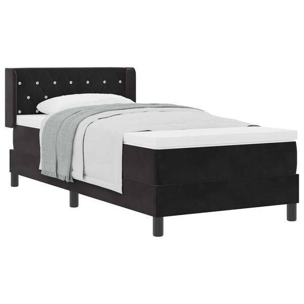 vidaXL Boxspringbett mit Matratze Schwarz 200 x 90 cm Samt