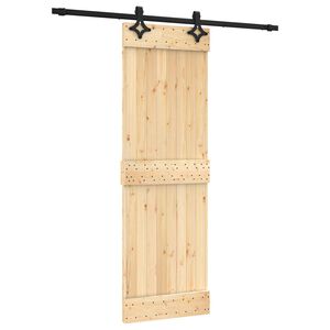 vidaXL Schiebet&uuml;r Nat&uuml;rlich und Schwarz 70 x 210 cm Massivkiefer