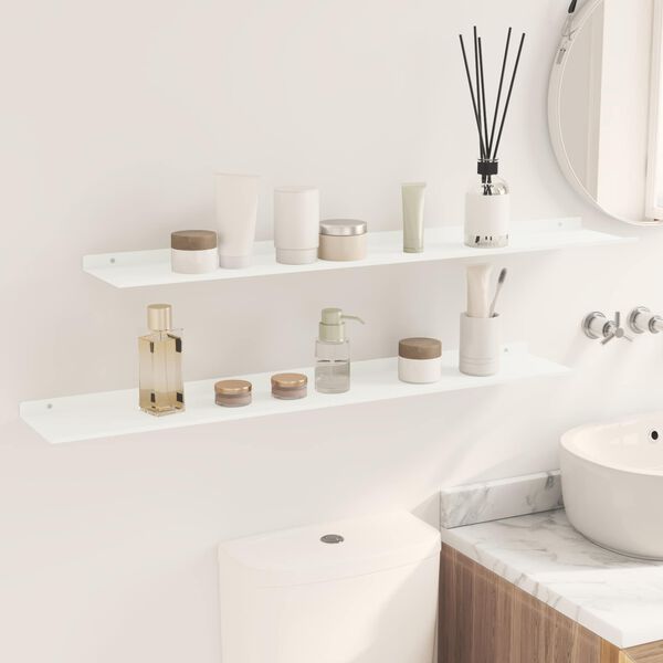 vidaXL Schwebendes Regal 2 pcs Wei&szlig; 100 x 18 x 2,5 cm Stahl