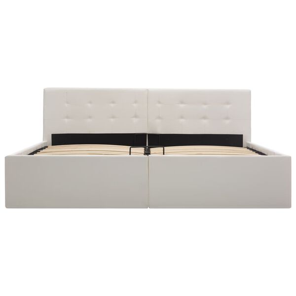 vidaXL Stauraumbett Hydraulisch Wei&szlig; Kunstleder 160&times;200cm