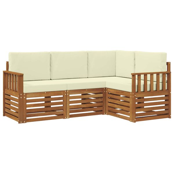 vidaXL Sofagarnituren 4 pcs Natur und Creme Massivholz Akazie