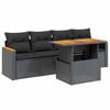 vidaXL 5-tlg. Garten-Sofagarnitur mit Kissen Schwarz Poly Rattan