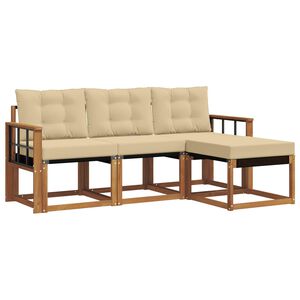 vidaXL Outdoor-Sofagarnitur 4 stk. 4-Sitzer Natur und Beige