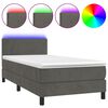 vidaXL Boxspringbett mit Matratze & LED Dunkelgrau 100x200 cm Samt
