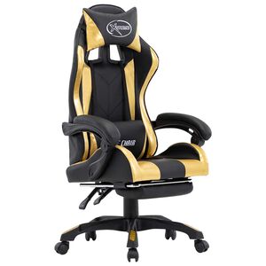 vidaXL Gaming-Stuhl mit Fu&szlig;st&uuml;tze Golden und Schwarz Kunstleder