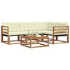 vidaXL Outdoor-Sofagarnitur mit Kissen 5 pcs Natur und Creme