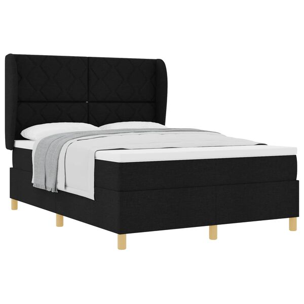 vidaXL Boxspringbett mit Matratze Dunkelgrau 90x190 cm Schwarz Stoff
