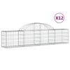 vidaXL Gabionen mit Hochbogen 12 Stk. 200x30x40/60 cm Verzinktes Eisen