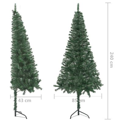 vidaXL Künstlicher Eck-Weihnachtsbaum LEDs & Kugeln Grün 240 cm PVC