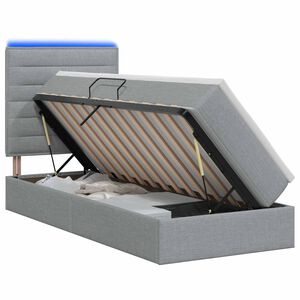 vidaXL LED-Speicherbett mit Matratze Hellgrau 100 x 200 cm Stoff
