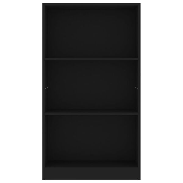 vidaXL Bücherregal 3 Fächer Schwarz 60x24x109 cm Holzwerkstoff