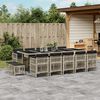 vidaXL 15-tlg. Garten-Essgruppe mit Kissen Hellgrau Poly Rattan