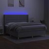 vidaXL Boxspringbett mit Matratze & LED Hellgrau 160x200 cm Stoff