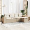vidaXL 5-tlg. Garten-Sofagarnitur mit Kissen Beige Poly Rattan