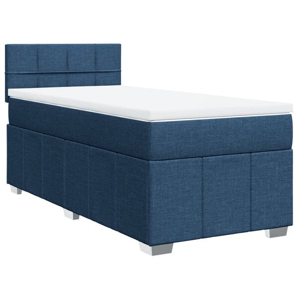 vidaXL Boxspringbett mit Matratze Blau 90x200 cm Stoff