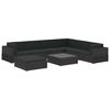 vidaXL 8-tlg. Garten-Lounge-Set mit Auflagen Poly Rattan Schwarz