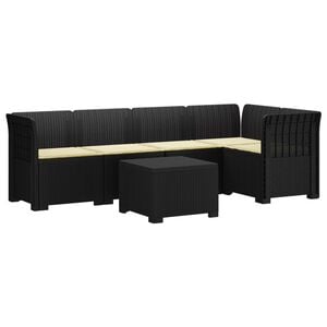 vidaXL 5-Sitzer Gartensofa mit Kissen Rattan-Look PP Anthrazit