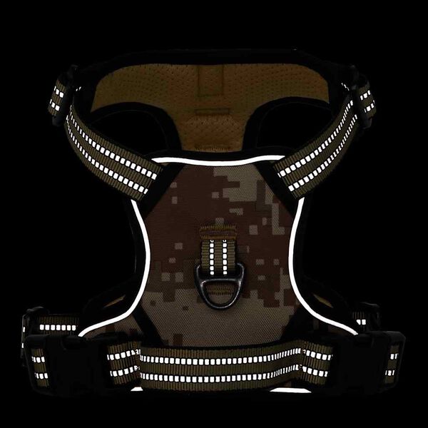 vidaXL Hundegeschirr Reflektierend Verstellbar Camouflage Braun S