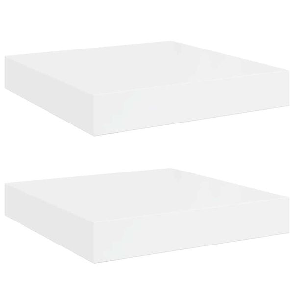 vidaXL Schweberegale 2 Stk. Hochglanz-Wei&szlig; 23x23,5x3,8 cm MDF