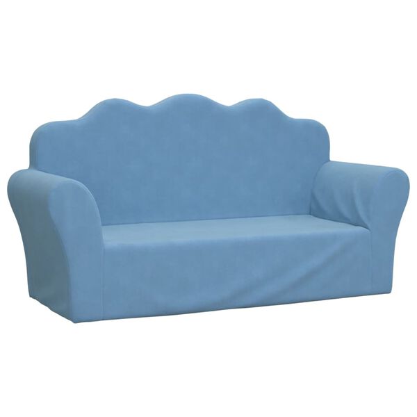 vidaXL Kindersofa 2-Sitzer Blau Weich Pl&uuml;sch