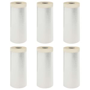 vidaXL Staubschutzfolie mit Klebeband 6 stk. Transparent 140 x 3300 cm