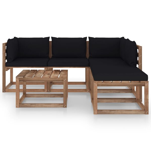 vidaXL 6-tlg. Garten-Lounge-Set aus Paletten mit Kissen Kiefernholz
