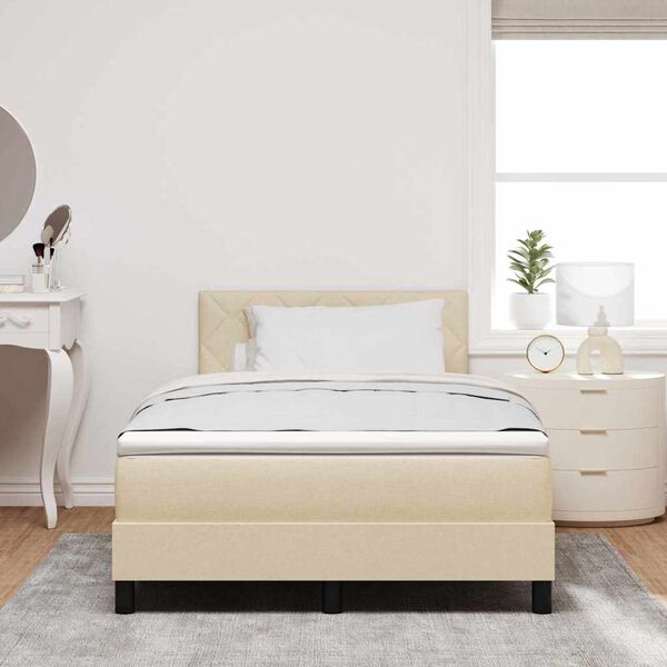 vidaXL Boxspringbett mit Matratze Creme 120 x 190 cm Stoff