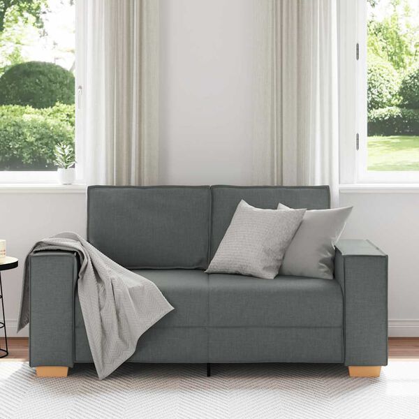 vidaXL 2-Sitzer Sofa Dunkelgrau 120 cm Stoff