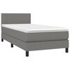 vidaXL Boxspringbett mit Matratze & LED Dunkelgrau 80x200 cm Stoff