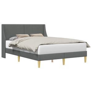 vidaXL Bettrahmen mit Kopfteil Dunkelgrau 137 x 190 cm Stoff