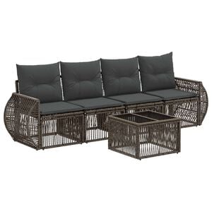 vidaXL Gartensofa-set 5 stk. Grau und Dunkelgrau Poly-Rattan