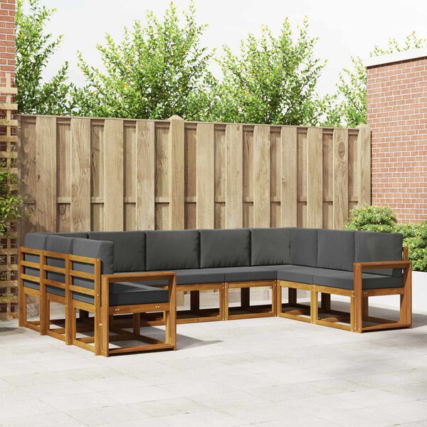 vidaXL Outdoor-Sofagarnitur mit Kissen 9 pcs Natur und Anthrazit