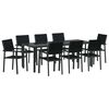 vidaXL Garten Essgruppe 9 pcs Schwarz Pulverbeschichteter Stahl