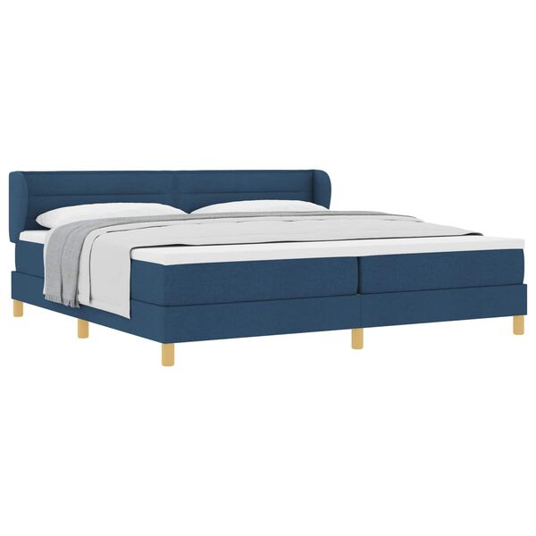 vidaXL Boxspringbett mit Matratze mit Kopfteil Blau 200 x 200 cm Stoff