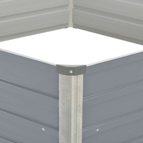 vidaXL Hochbeet 129 x 129 x 45 cm Verzinkter Stahl Grau