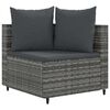 vidaXL 7-tlg. Garten-Sofagarnitur mit Kissen Grau Poly Rattan