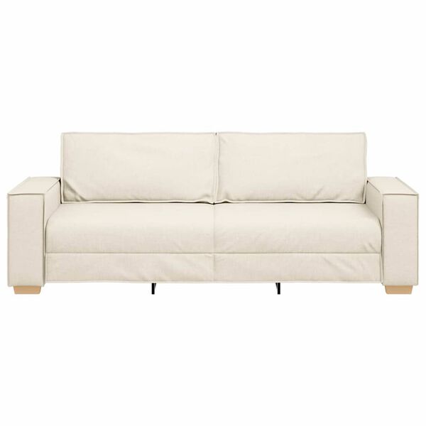 vidaXL 3-Sitzer-Sofa Beige 220 cm Leinenmischgewebe
