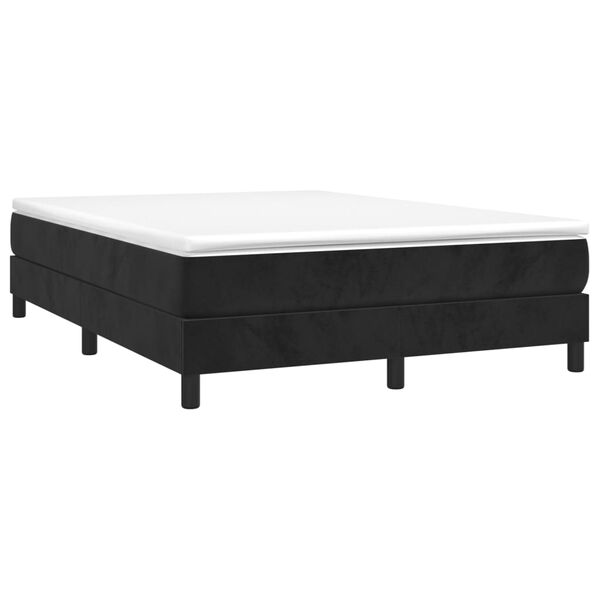 vidaXL Boxspringbett mit Matratze Schwarz 140x200 cm Samt