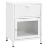 vidaXL Nachttisch Wei&szlig; 40x30x54,5 cm Stahl und Glas