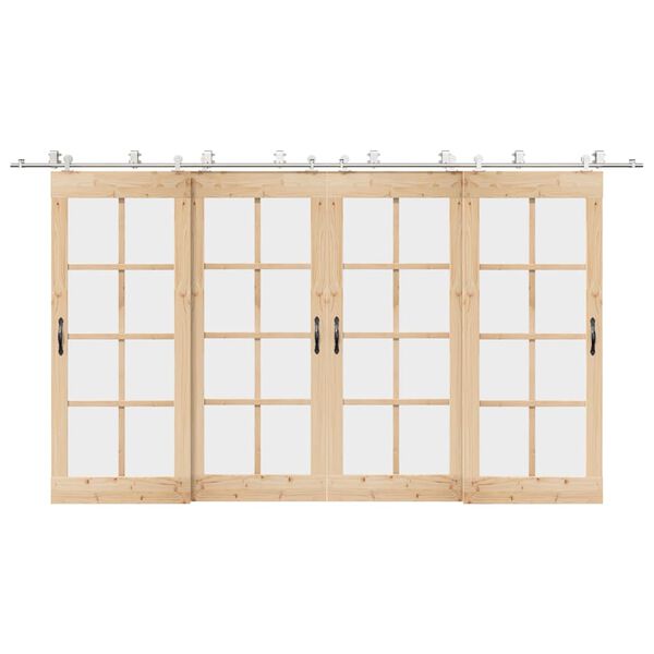 vidaXL Schiebetür-Beschlagsatz 400 cm Edelstahl Silbern