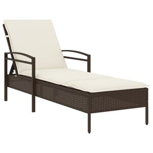 vidaXL Sonnenliege mit Auflage Braun 63x200x81 cm Poly Rattan
