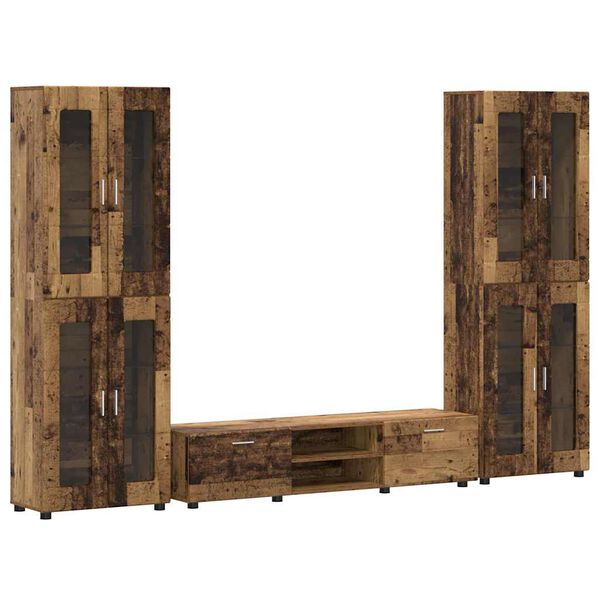 vidaXL TV-Schrankset mit Schubladen mit Regal Altholz Holzwerkstoff