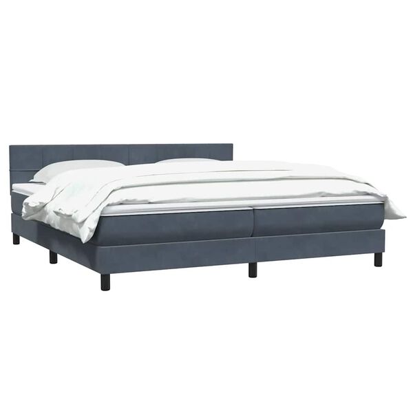 vidaXL Boxspringbett mit Matratze Dunkelgrau 180x220 cm Samt